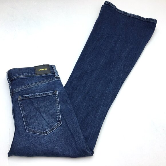 Express Jeans 70s Flare Leg Mid Rise Stretch Distressed size 6 length 33" - Picture 9 of 9